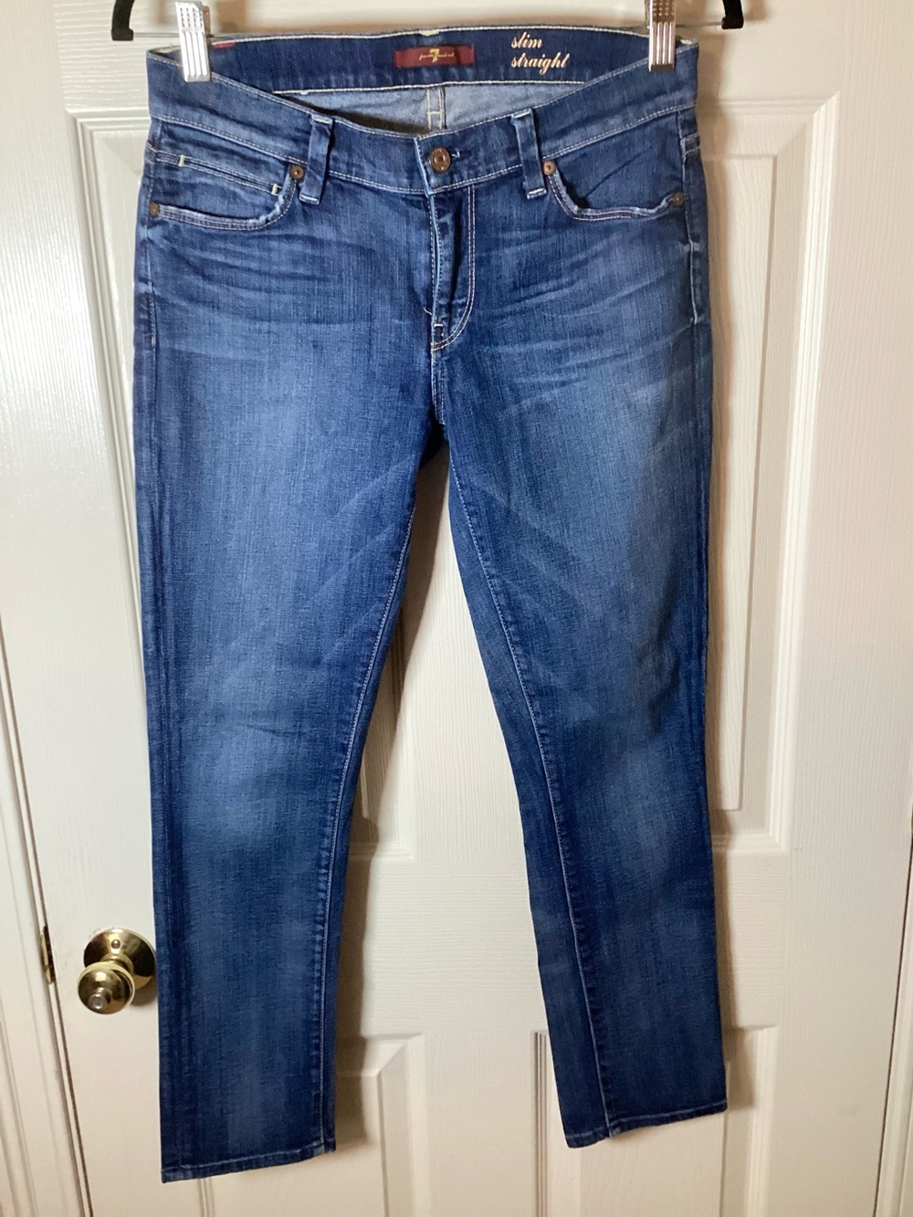7 For All Mankind Slim Straight Medium Wash Denim Jeans - Size 27